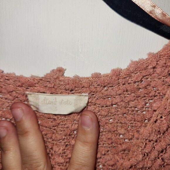 Altar'd State L/S Chunky Oversized Popcorn Knit Comfy Sweater; Pink Size: S - Picture 2 of 6